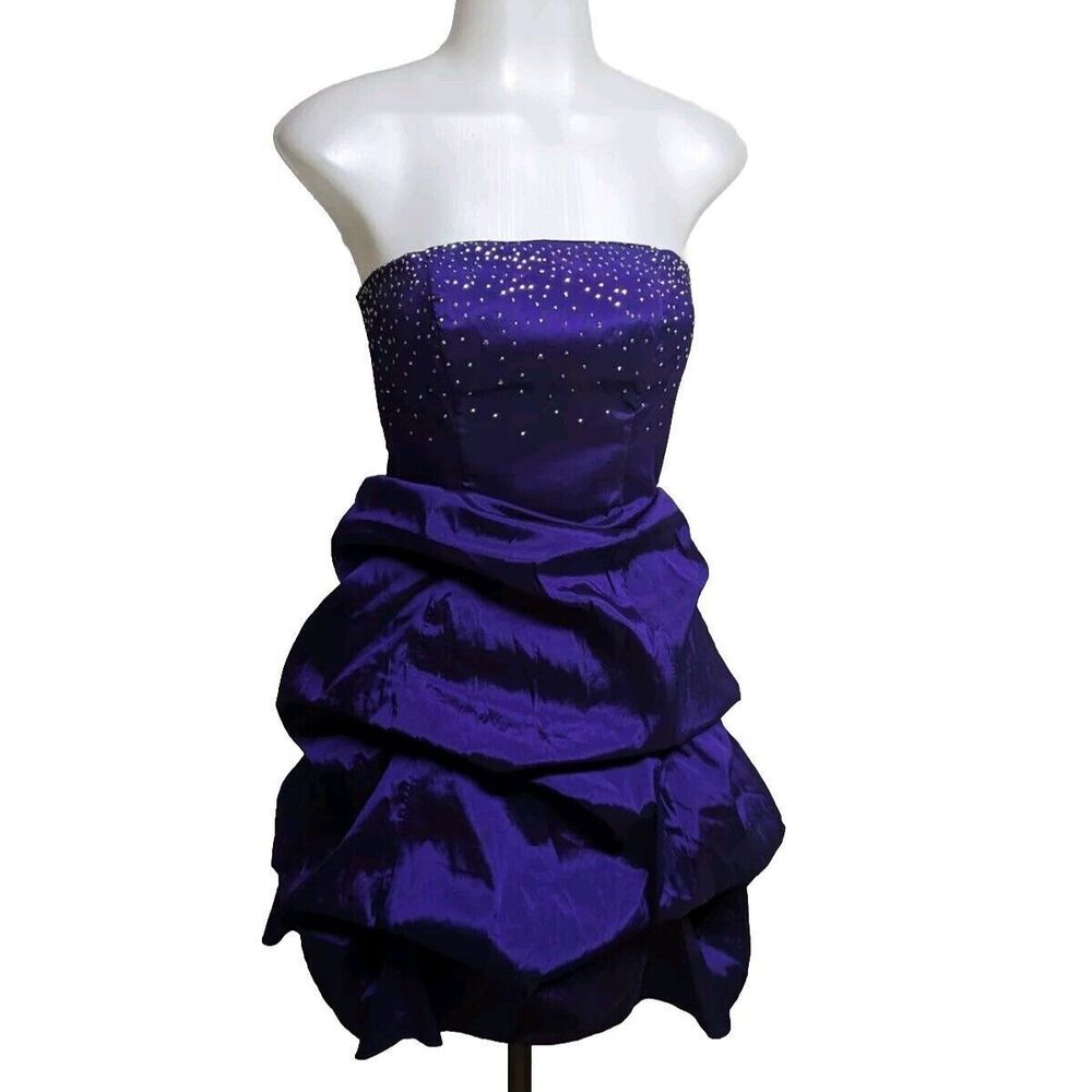 Blondie Nites Stacy Sklar Dress Bubble Gathered Strapless Volume Bling Bodice 1